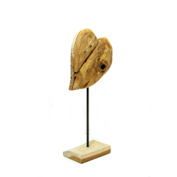 Serce z drewna tekowego na podstawie 45cm